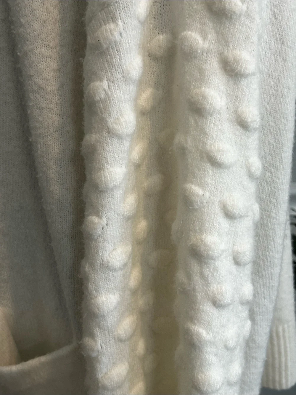 Vince Camuto Ivory Open-Front Pom-Sleeve Cardigan Size Large